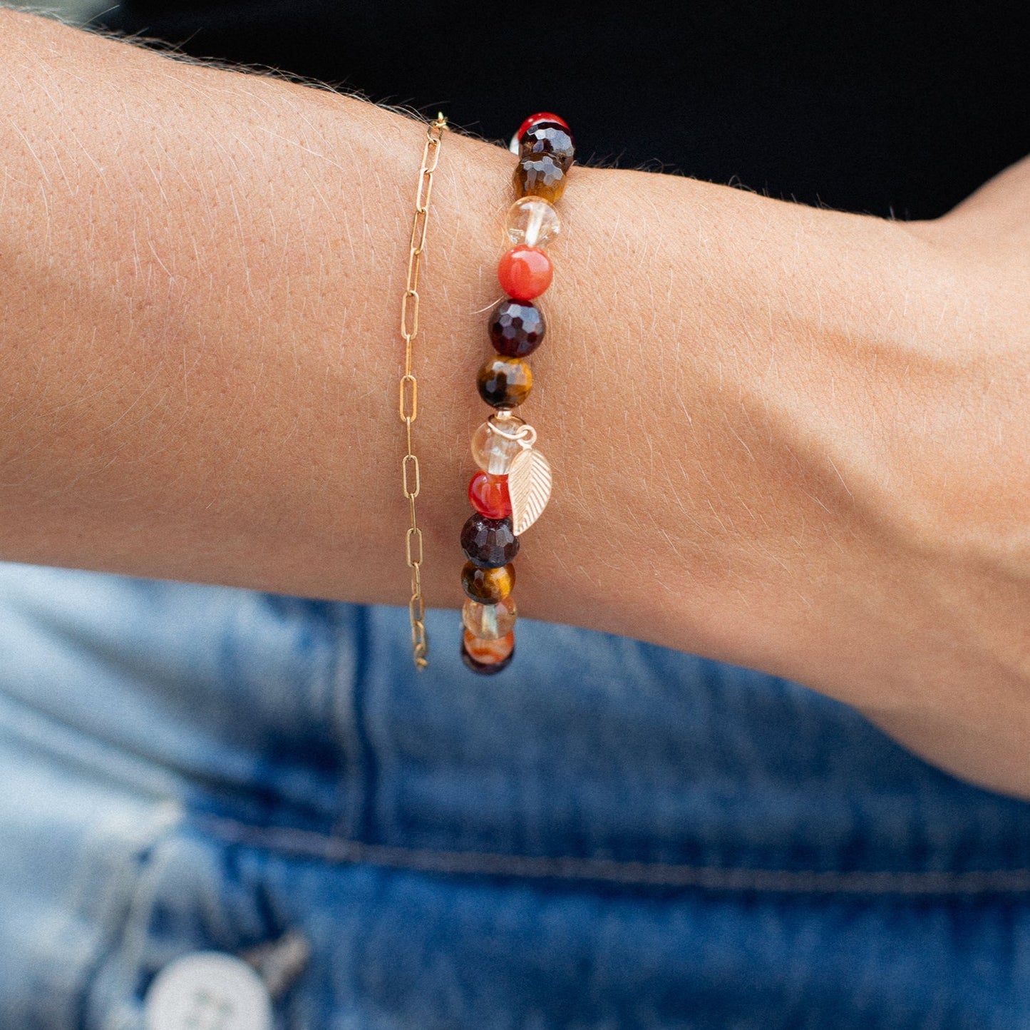 Fall Leaf Gemstone Bracelet - Wholesale
