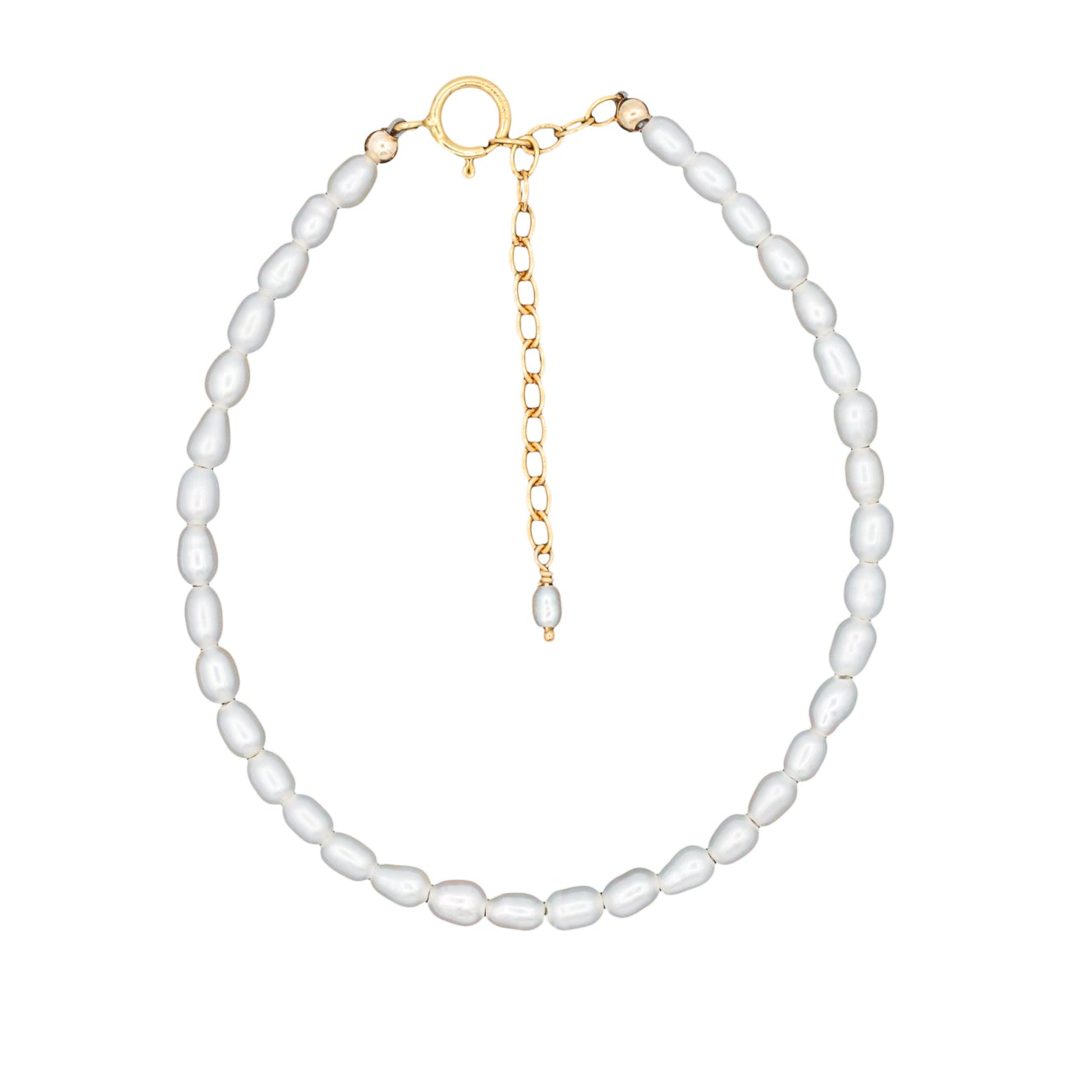 a white bracelet with a gold chain