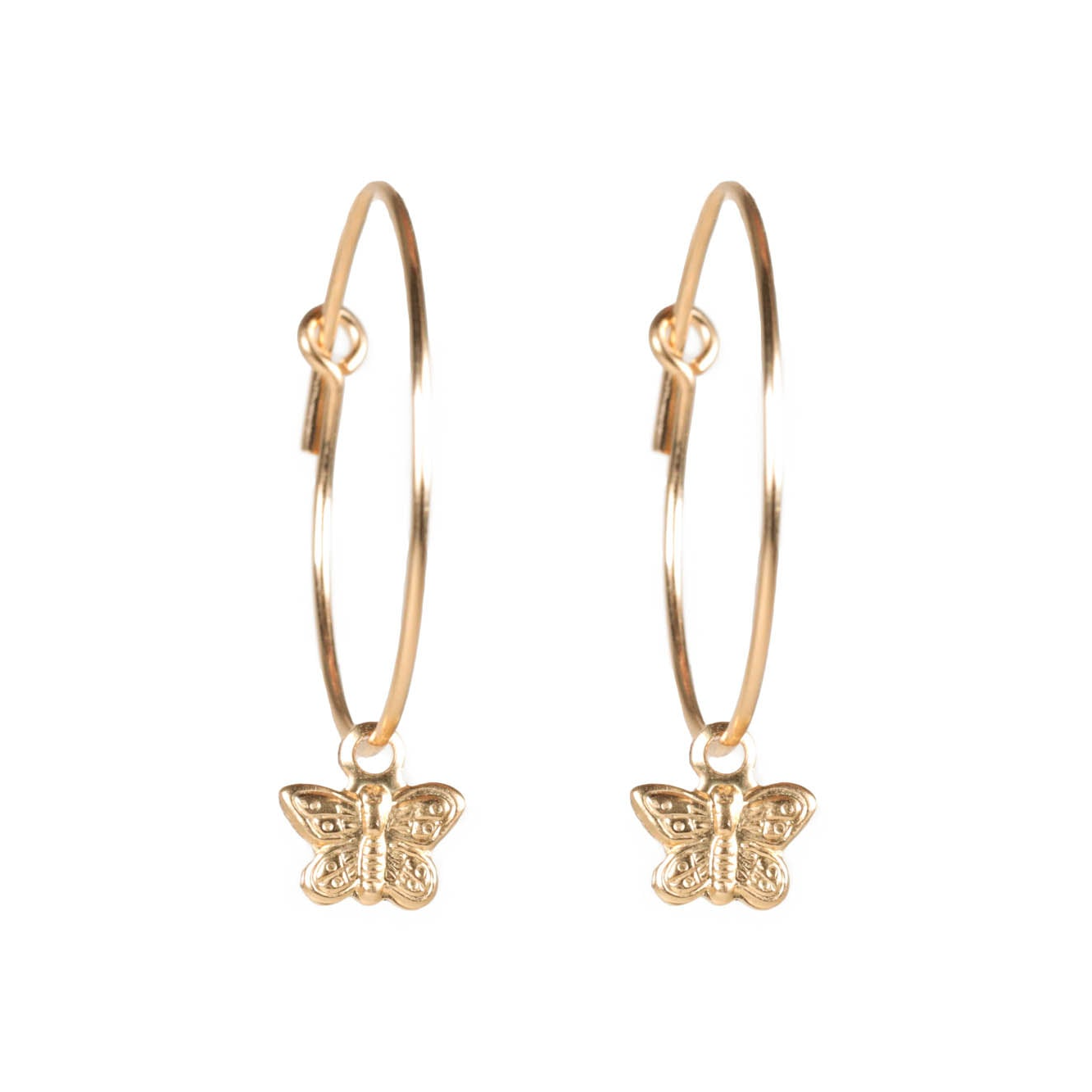 a pair of earrings with a butterfly on it