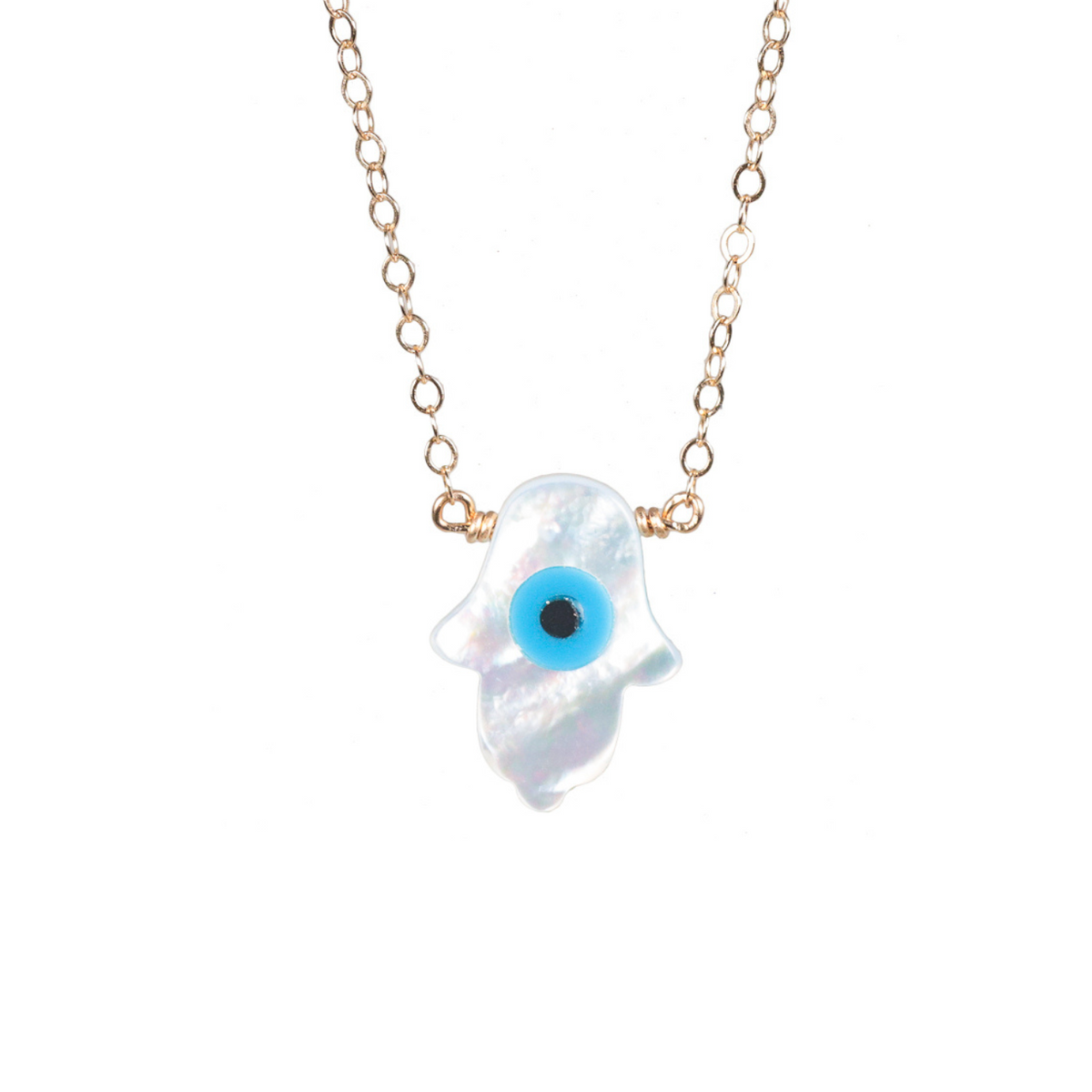 a necklace with an evil eye on it