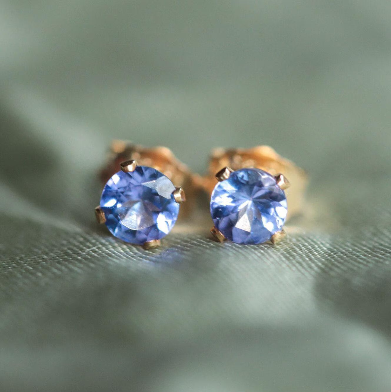 Tanzanite studs - 14K gold filled