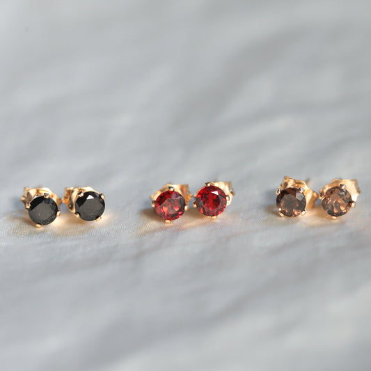 Garnet studs - 14K gold filled