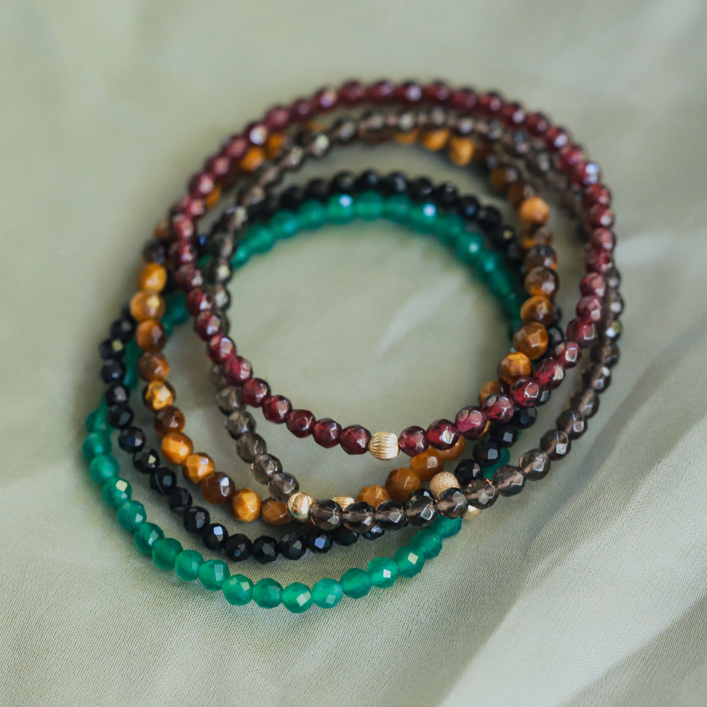 Faceted Tiger's Eye 4mm - 14K gold filled