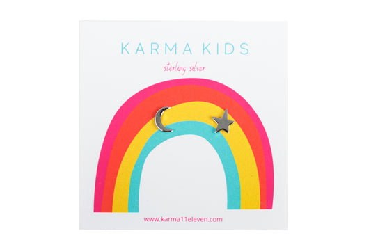 Karma Kid's Star + Moon Studs -  Sterling Silver