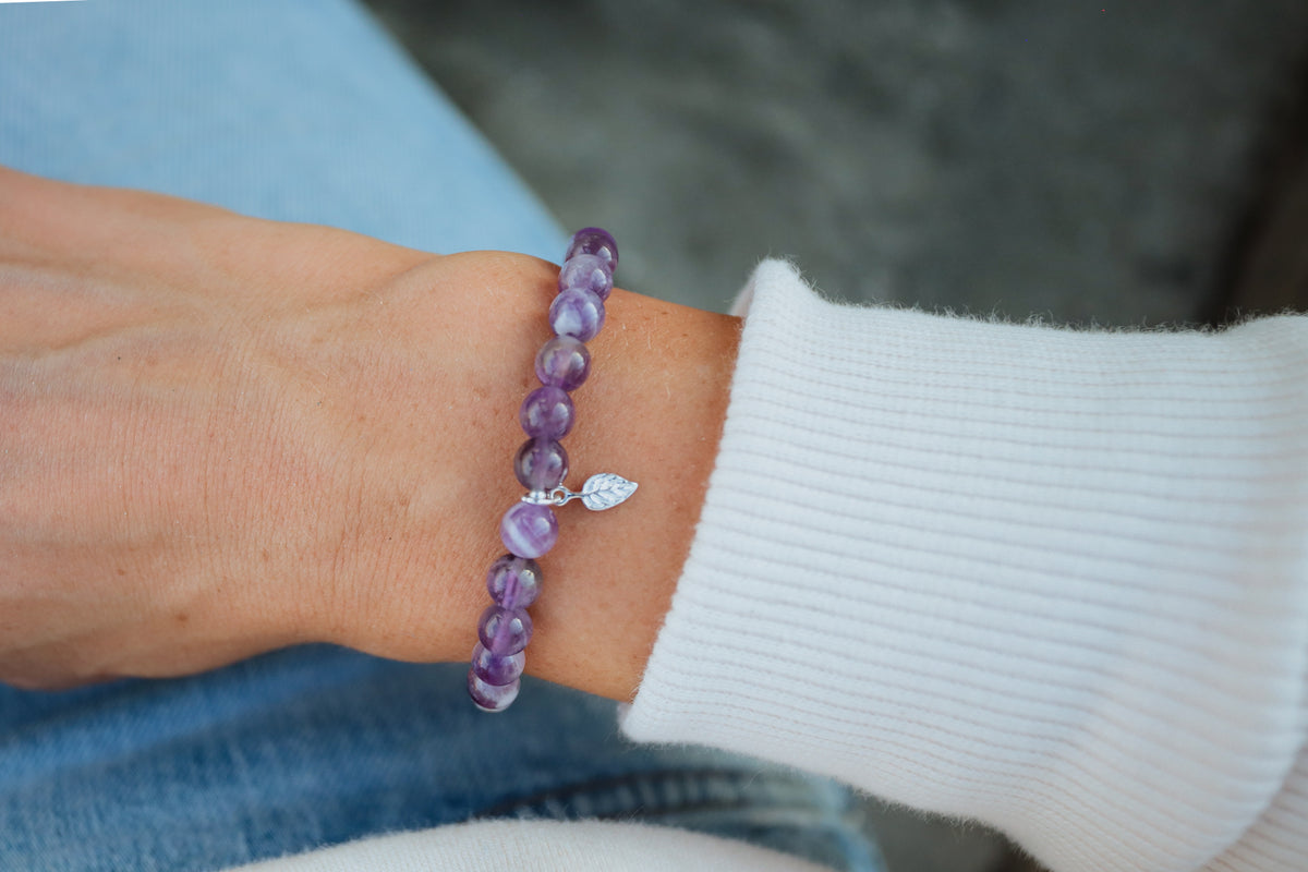 Amethyst Leaf Diffuser Bracelet