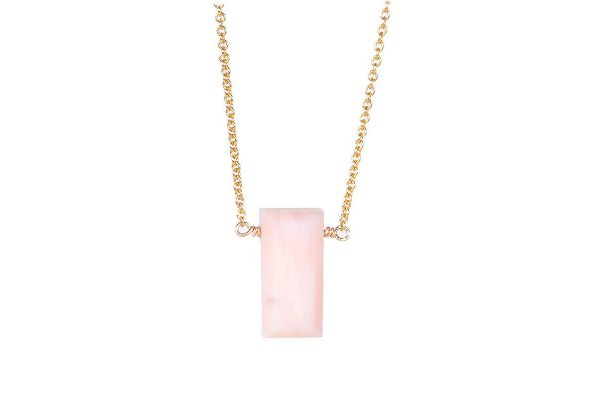 Pink Opal Pendant - 14K Gold Filled