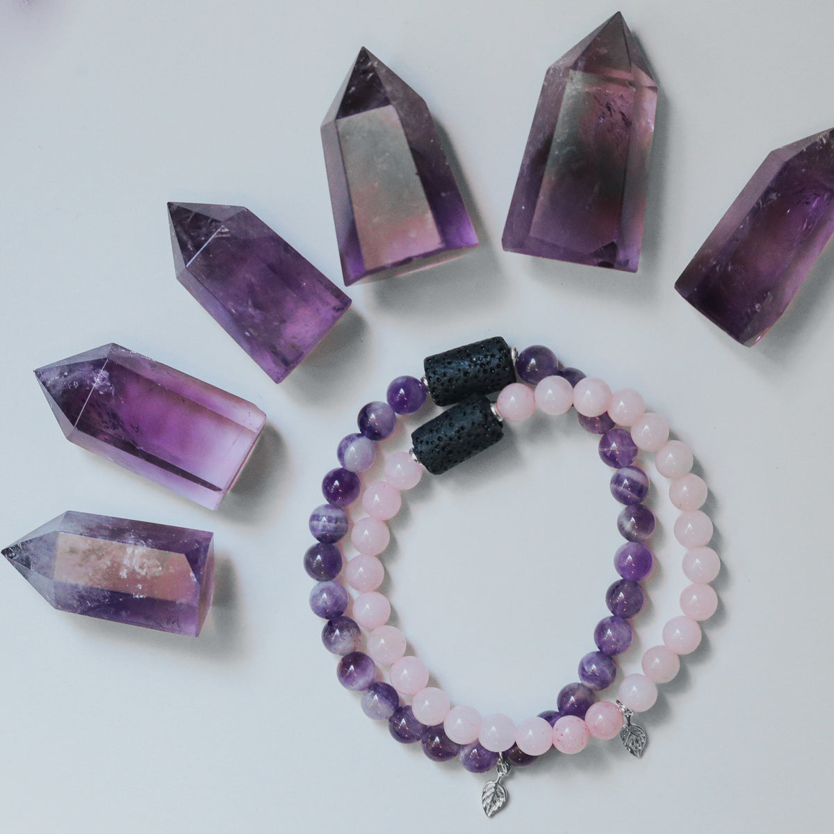 Amethyst Leaf Diffuser Bracelet
