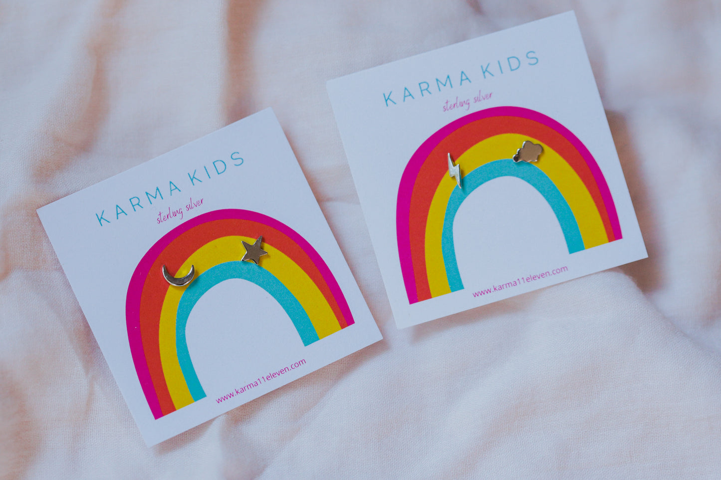 Karma Kid's Lightning + Cloud Studs - Sterling Silver
