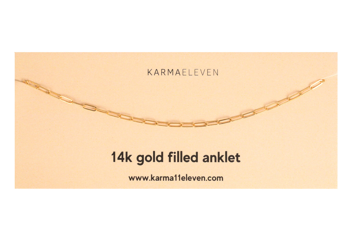 Adjustable paperclip anklet - 14k Gold Filled