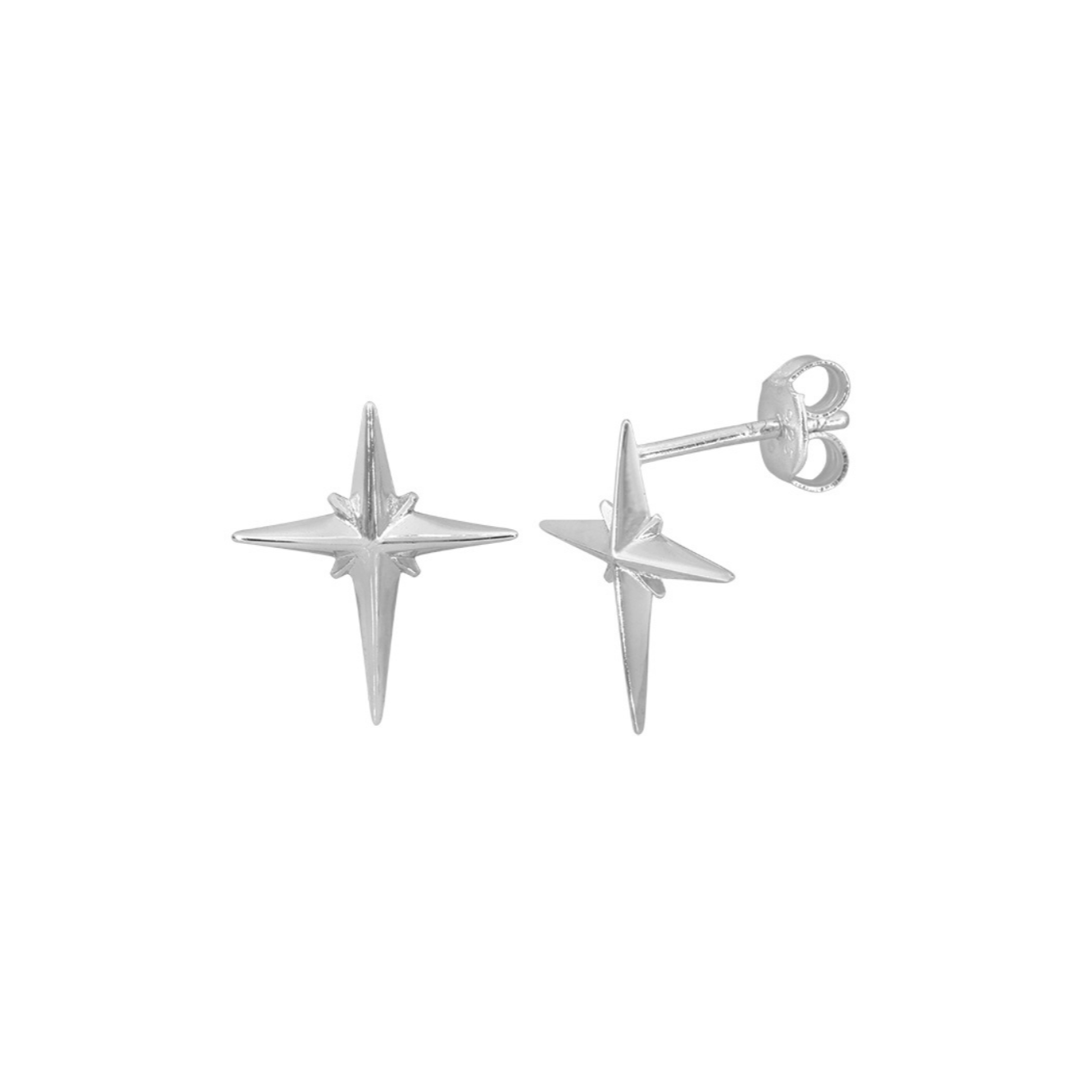 Sterling Silver North Star Stud Earrings
