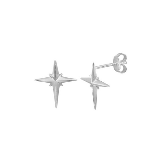 Sterling Silver North Star Stud Earrings