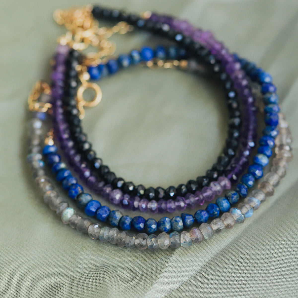Lapis Lazuli Adjustable Bracelet - 14K gold filled