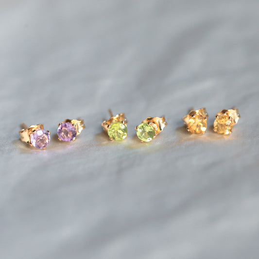 Amethyst studs - 14K gold filled